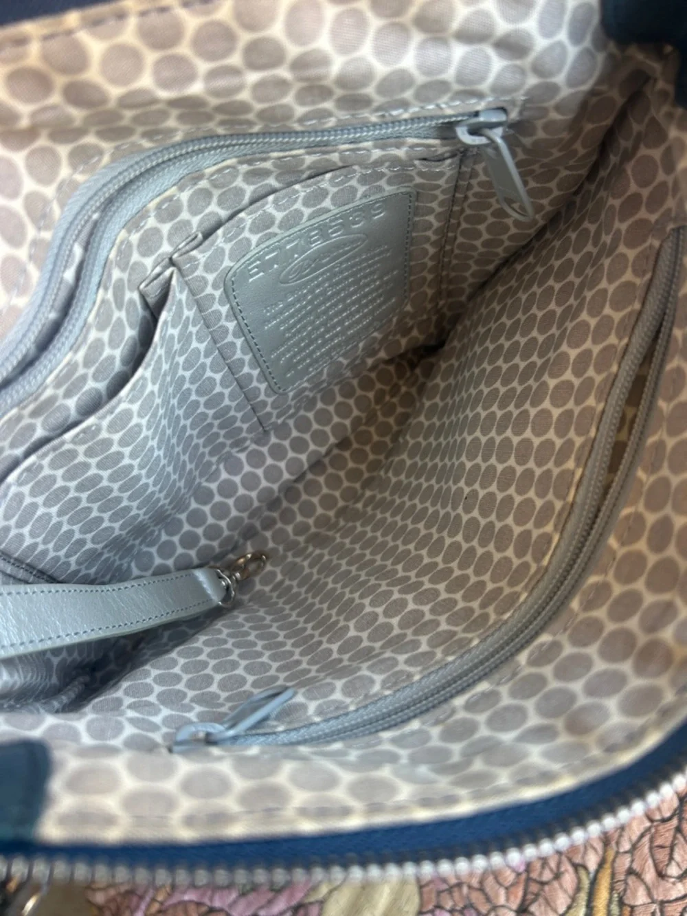 Brighton Navy Nylon Crossbody Bag with Croc Pattern Leather Trim
